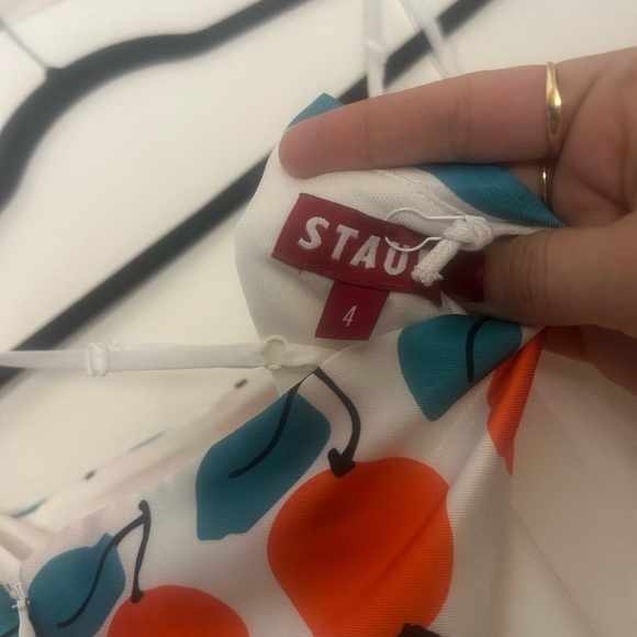 STAUD Apricot Dress White and Orange Zebra Print - Picture 4 of 6